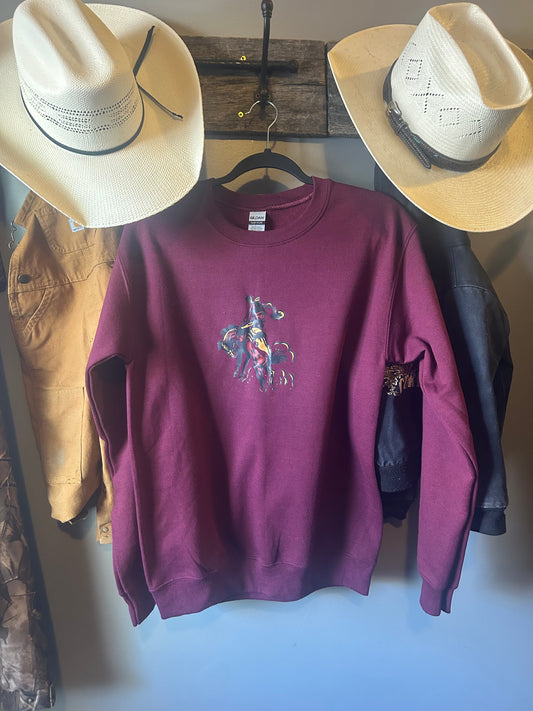 Bronc Rider Burgundy sweater