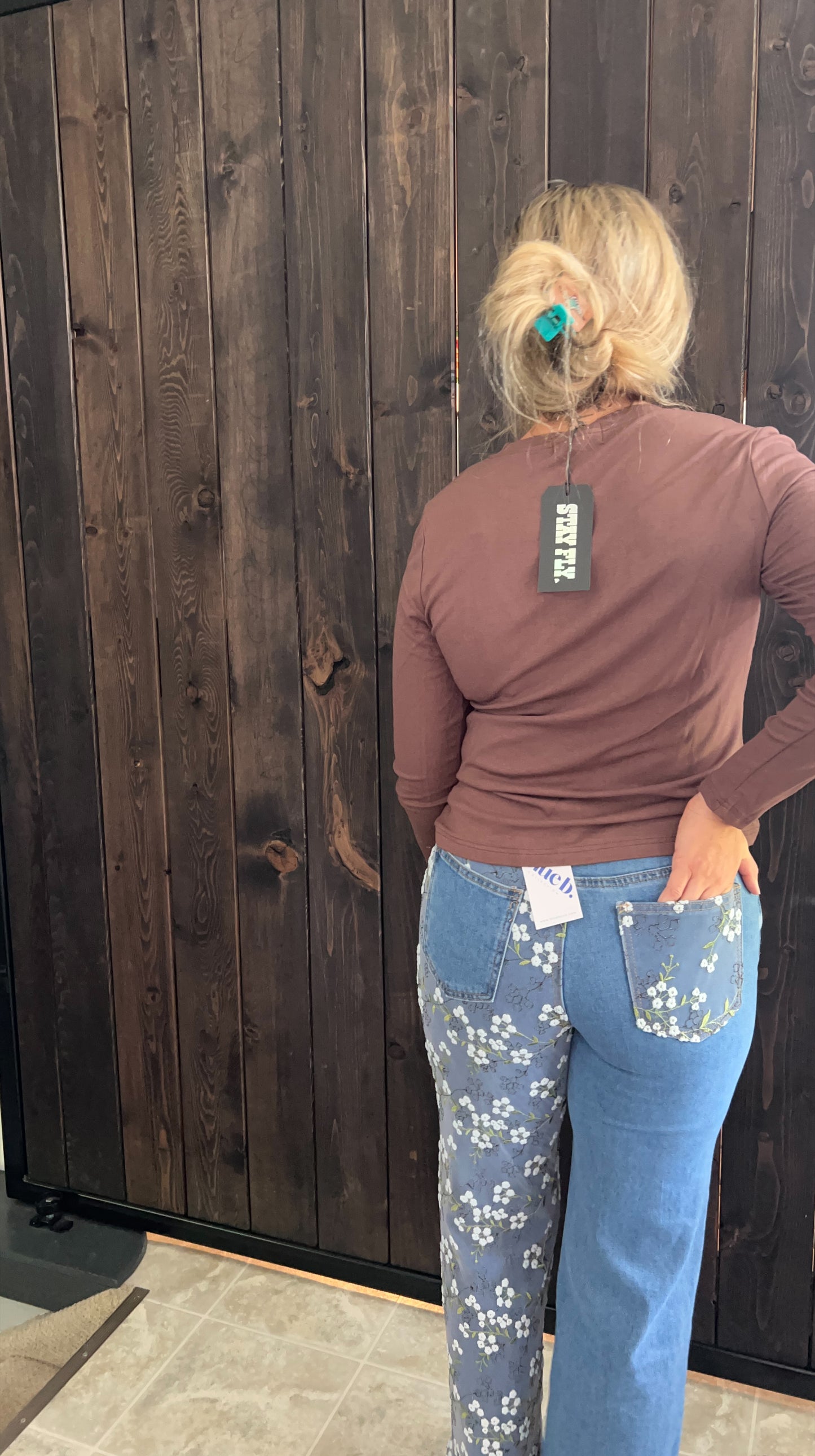 Floral straight leg jeans