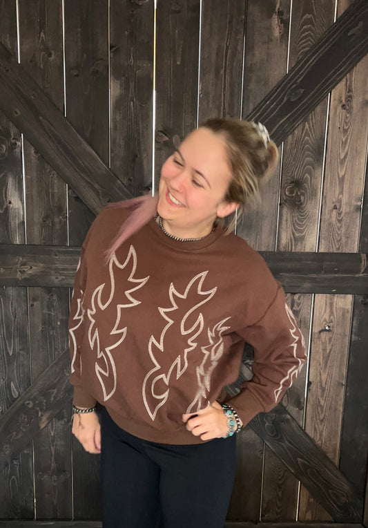 Embroidered Boot Stitch Crew