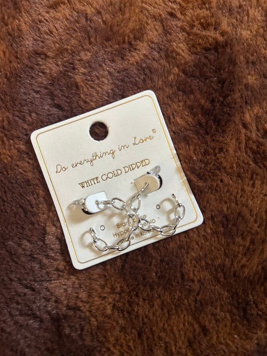 white gold chain earrings
