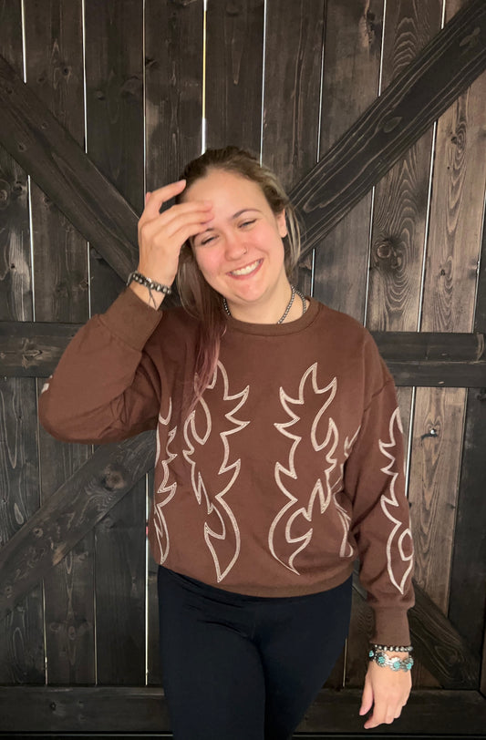 Embroidered Boot Stitch Crew