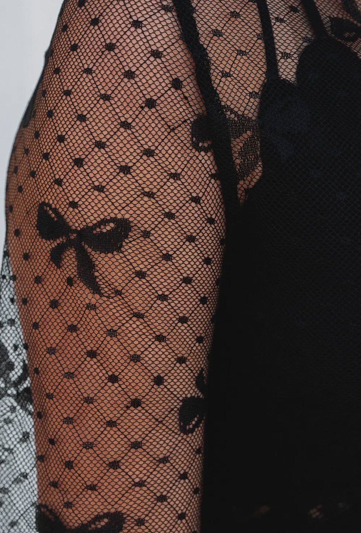 Black Lace Bow Layering top