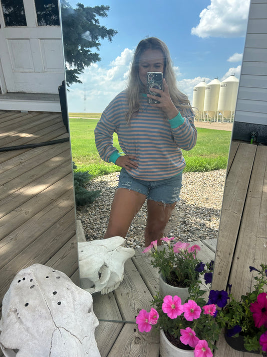 striped crewneck sweater