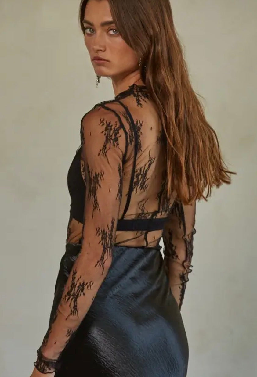 By Together Black Lace laying top