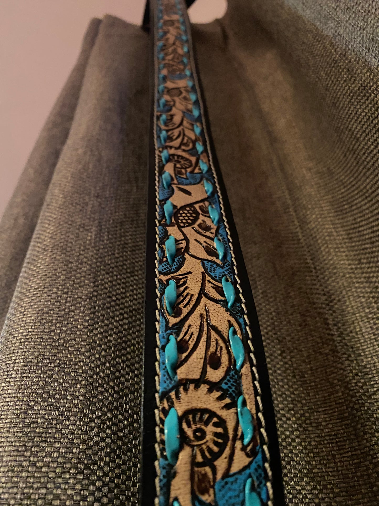 Hand tooled purse straps