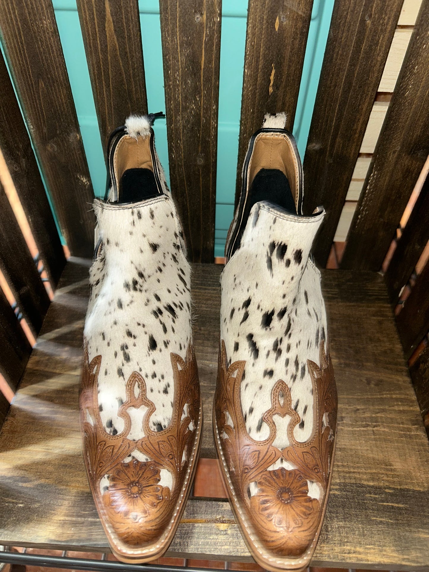 Cowhide & Leather booties - last pair SIZE 10