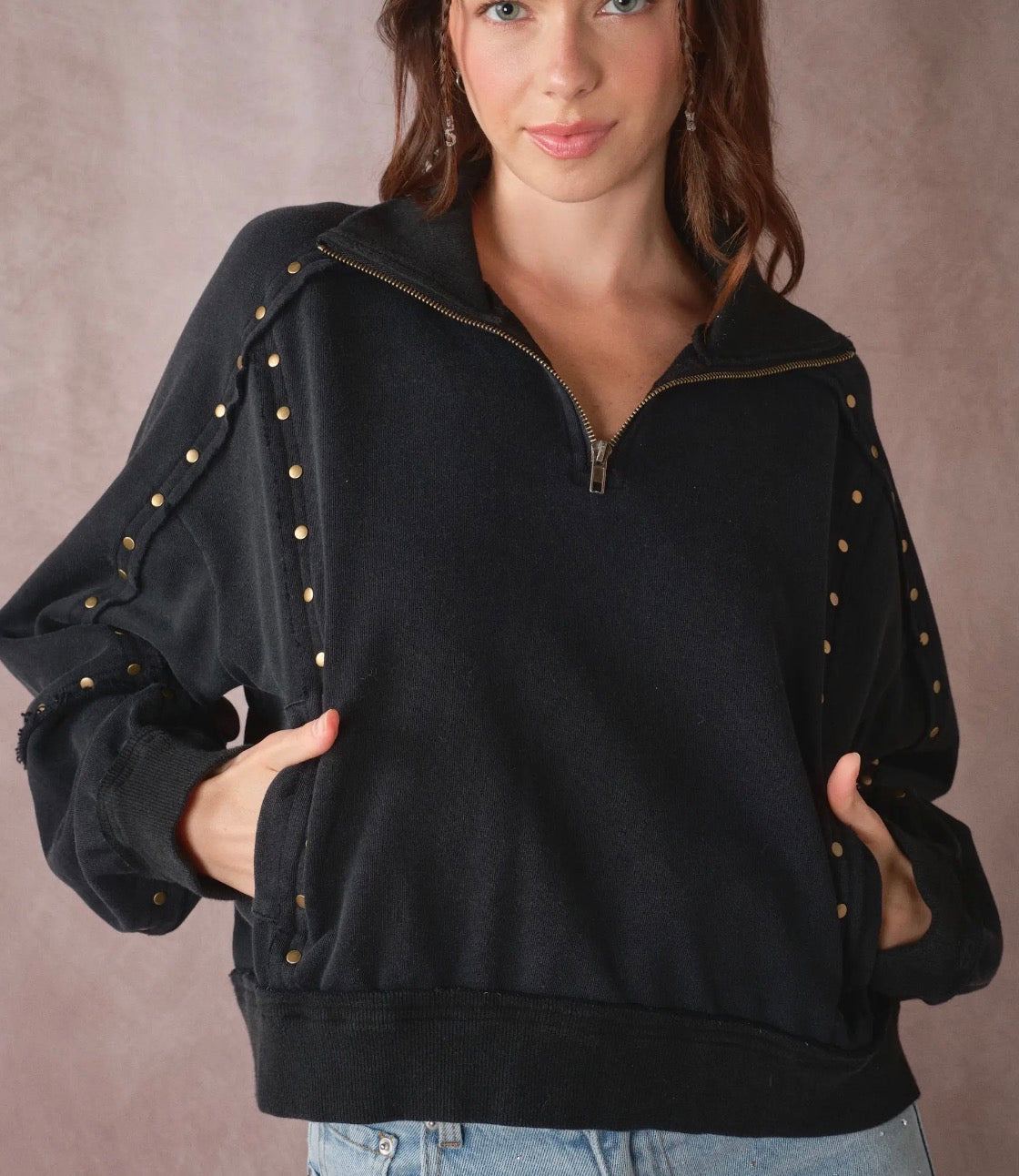 Studded Half Zip sweater