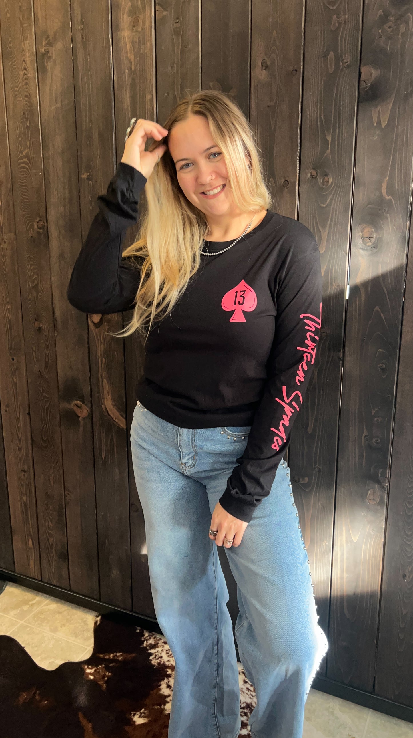 Branded Long Sleeve - black with pink
