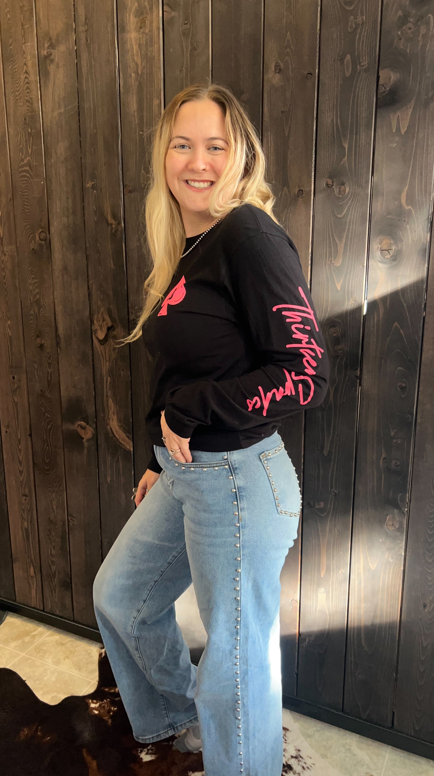 Branded Long Sleeve - black with pink