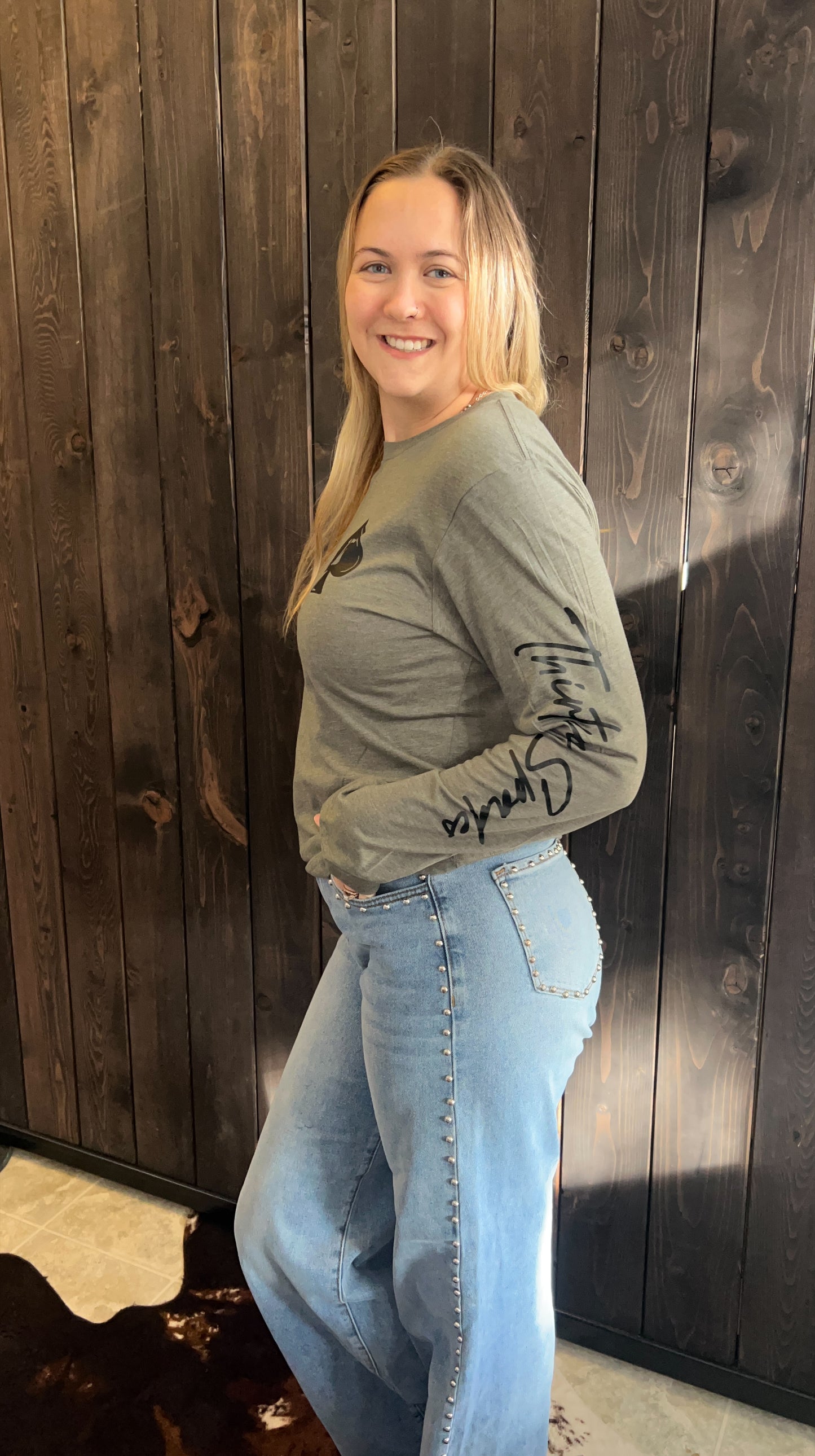 Branded Long Sleeve - green with black