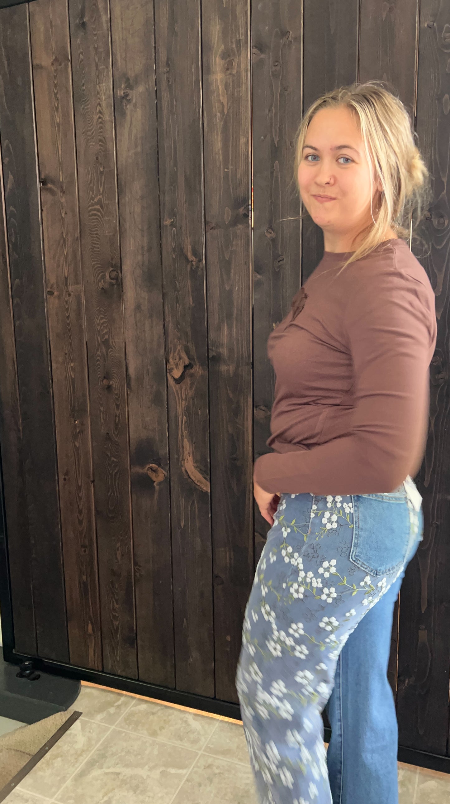 Floral straight leg jeans