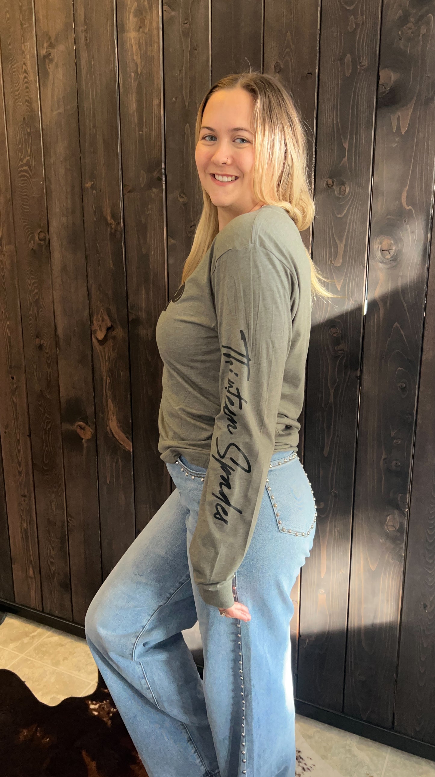 Branded Long Sleeve - green with black