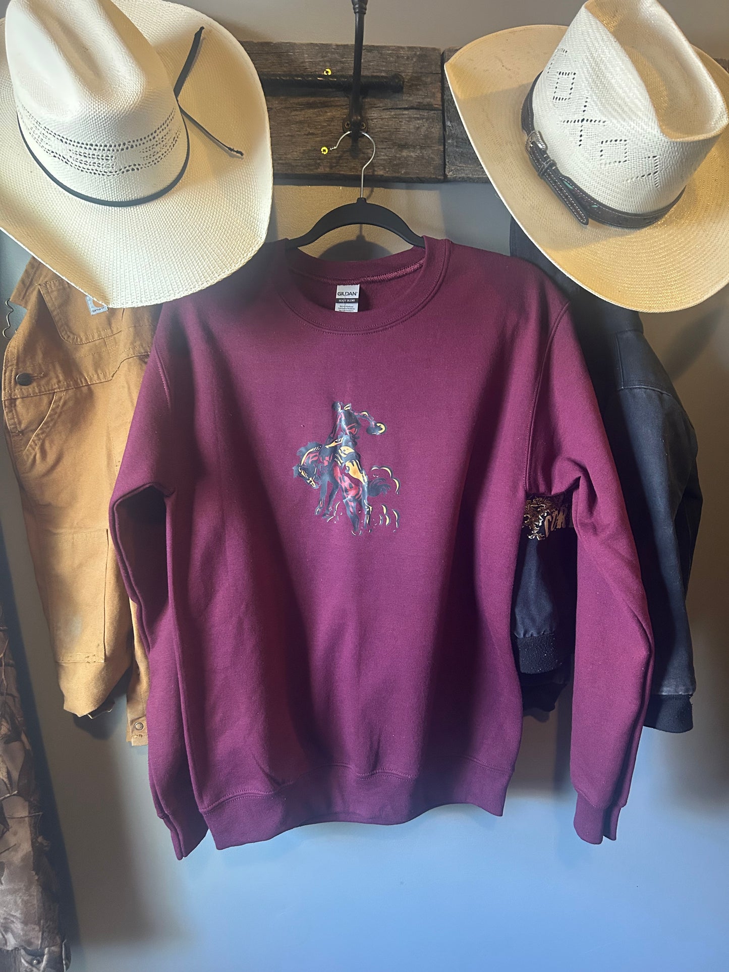 Bronc Rider Burgundy sweater