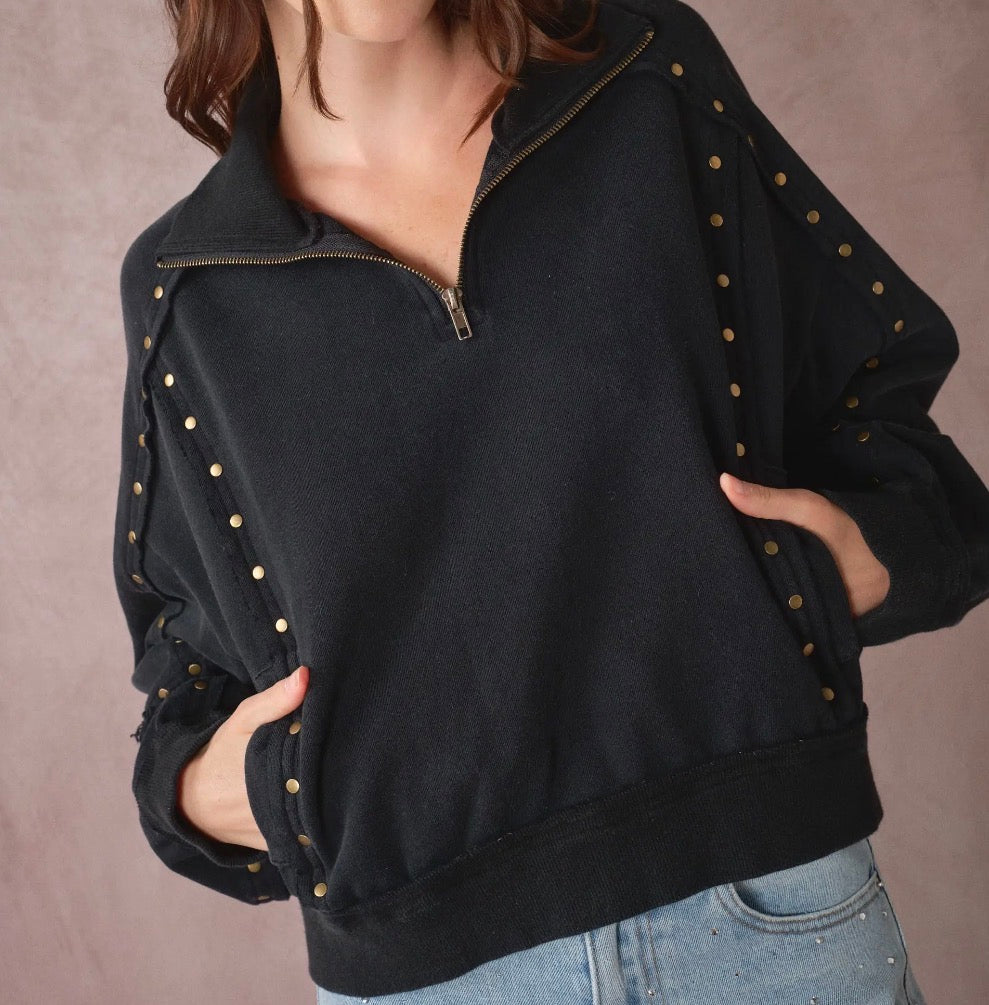 Studded Half Zip sweater