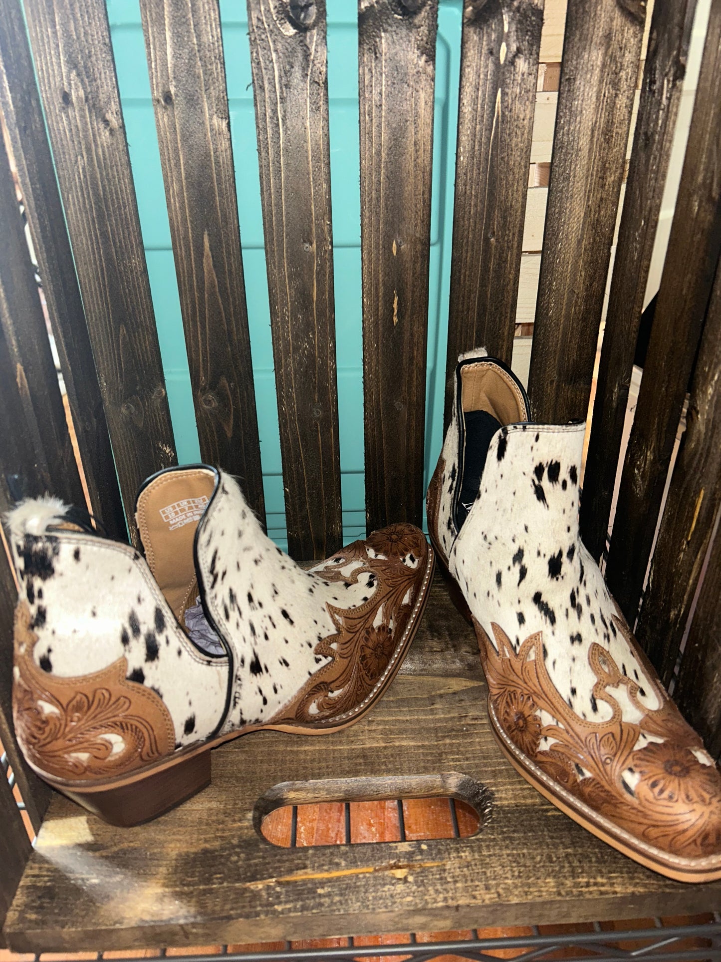 Cowhide & Leather booties - last pair SIZE 10