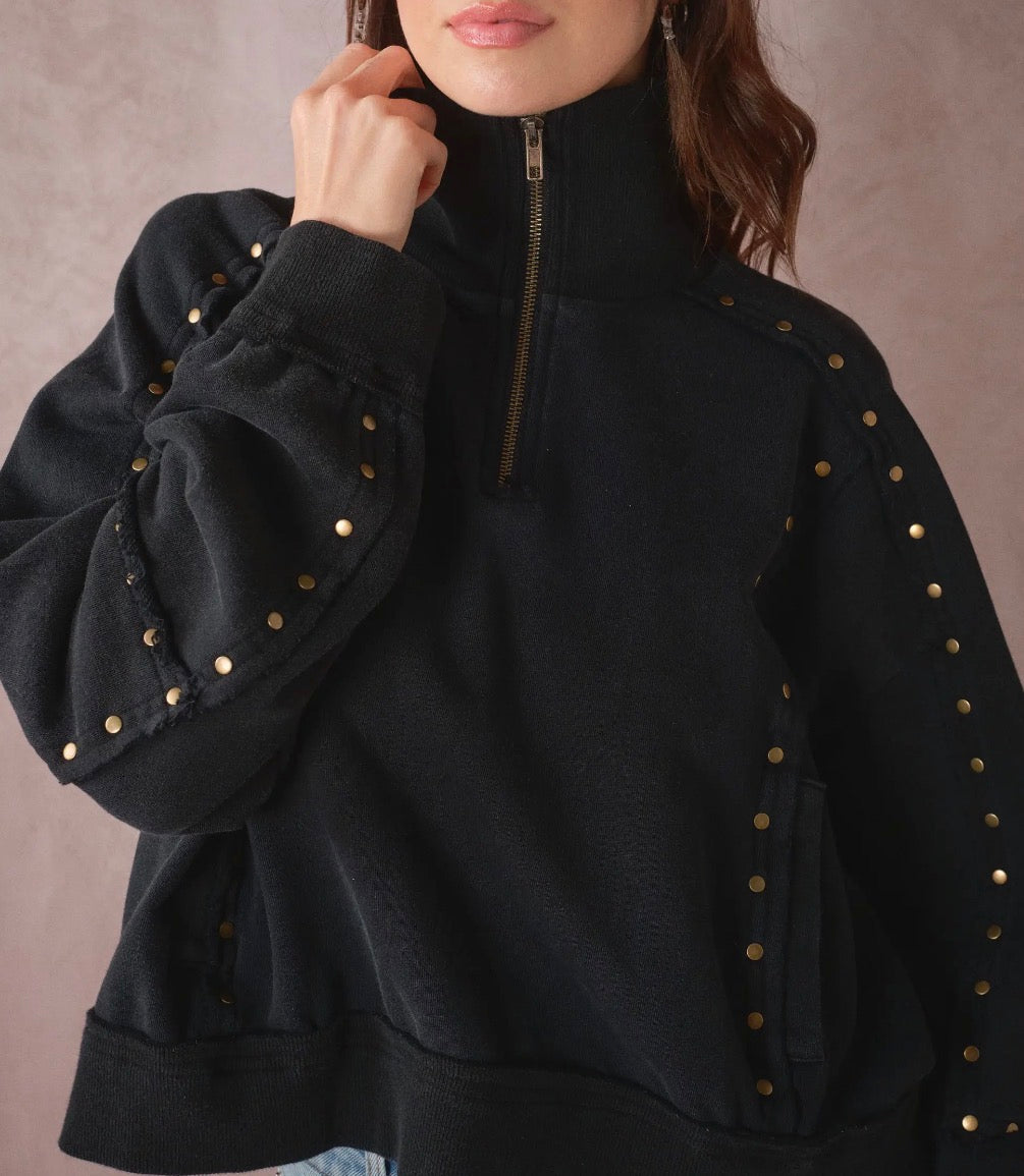 Studded Half Zip sweater