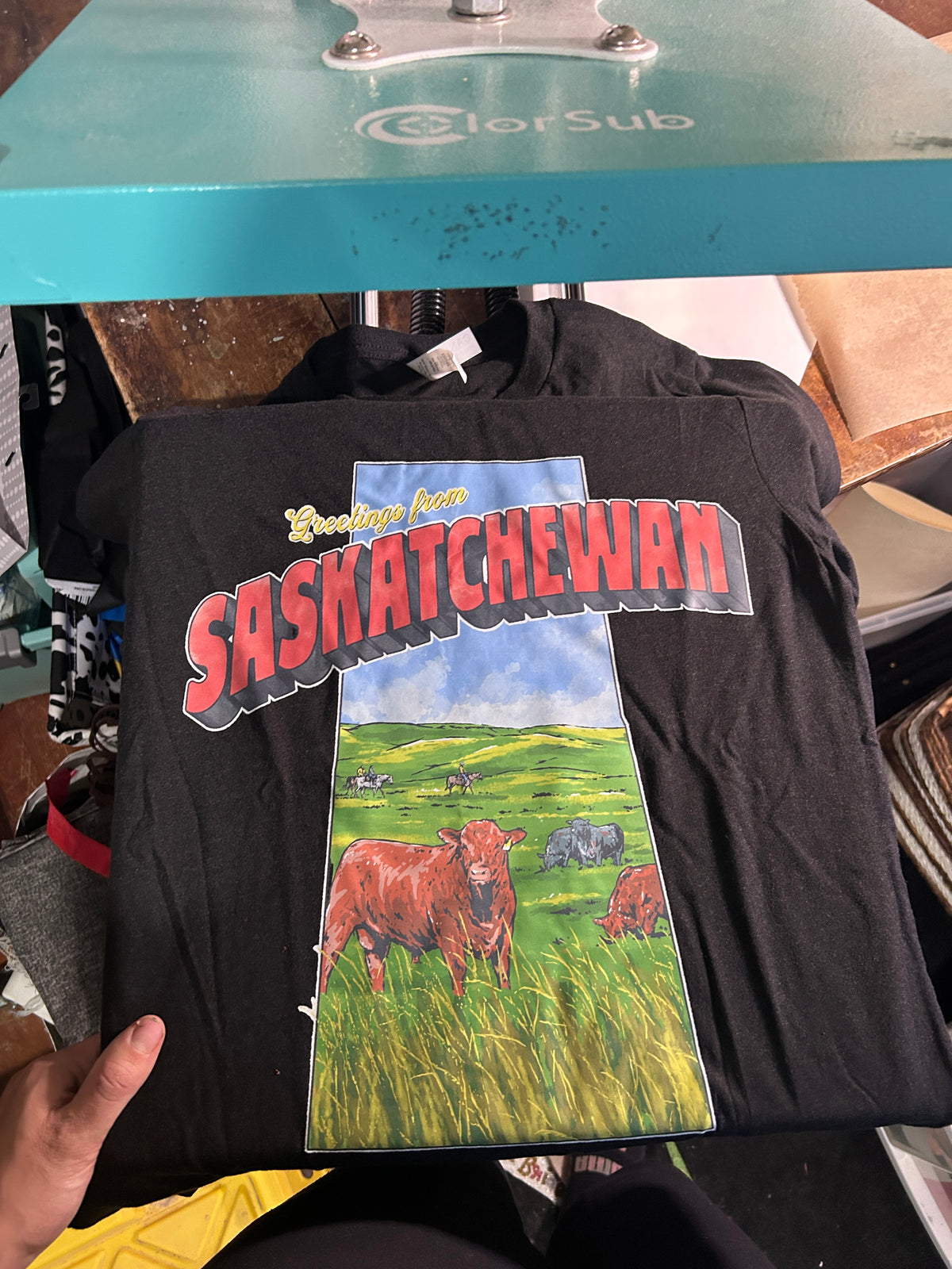 Greetings from Sask tee