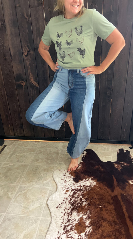 Two tone barrel jeans