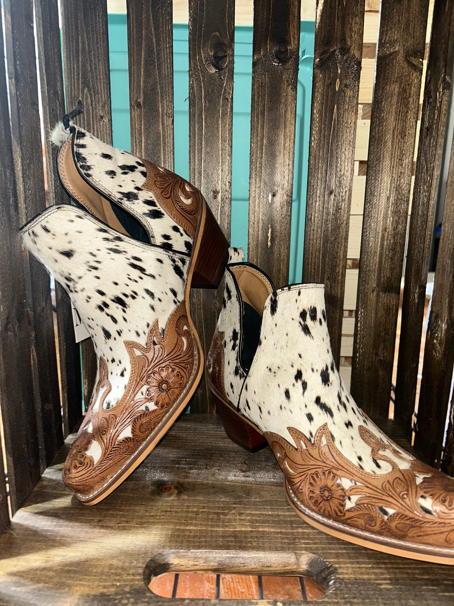 Cowhide & Leather booties - last pair SIZE 10