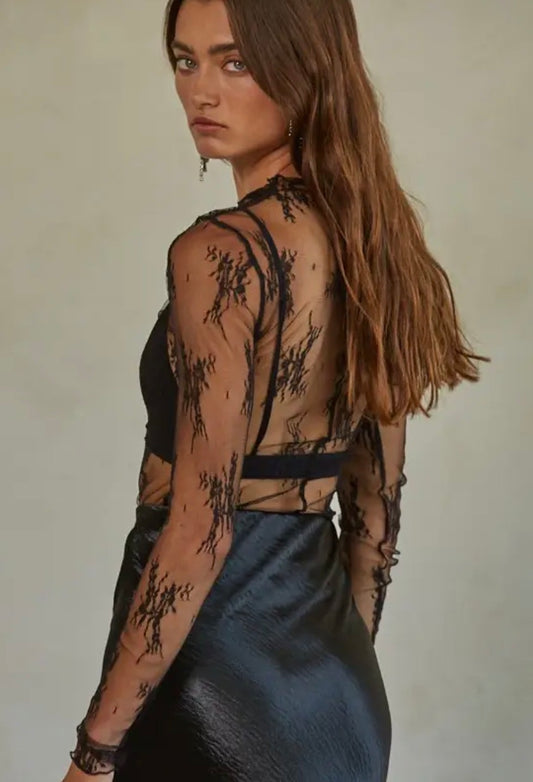 By Together Black Lace laying top