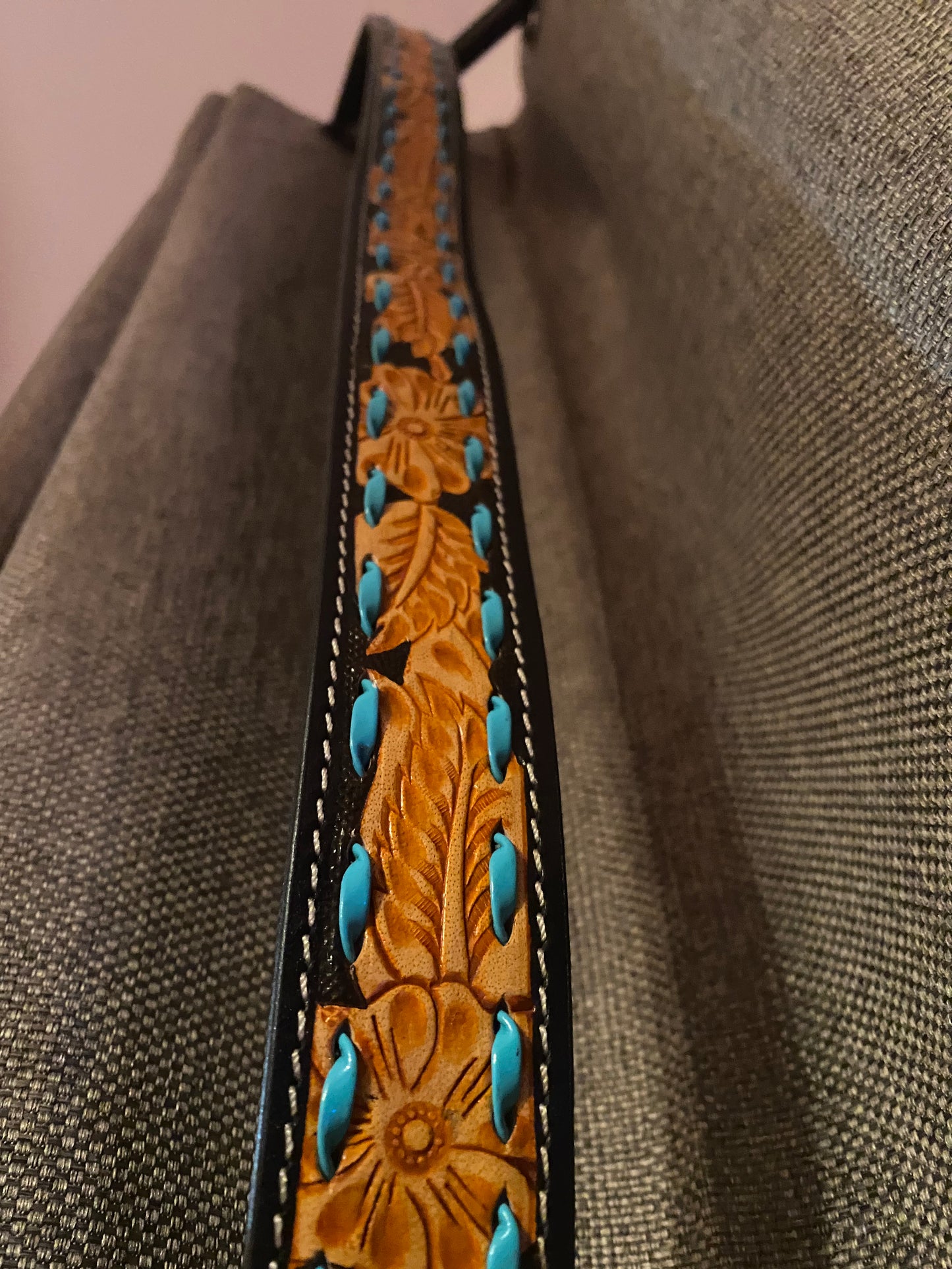 Hand tooled purse straps