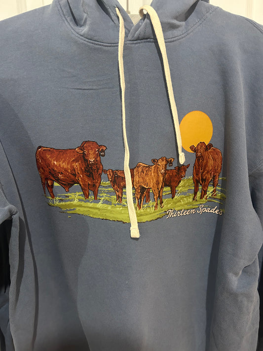 The Red Angus - blue hoodie