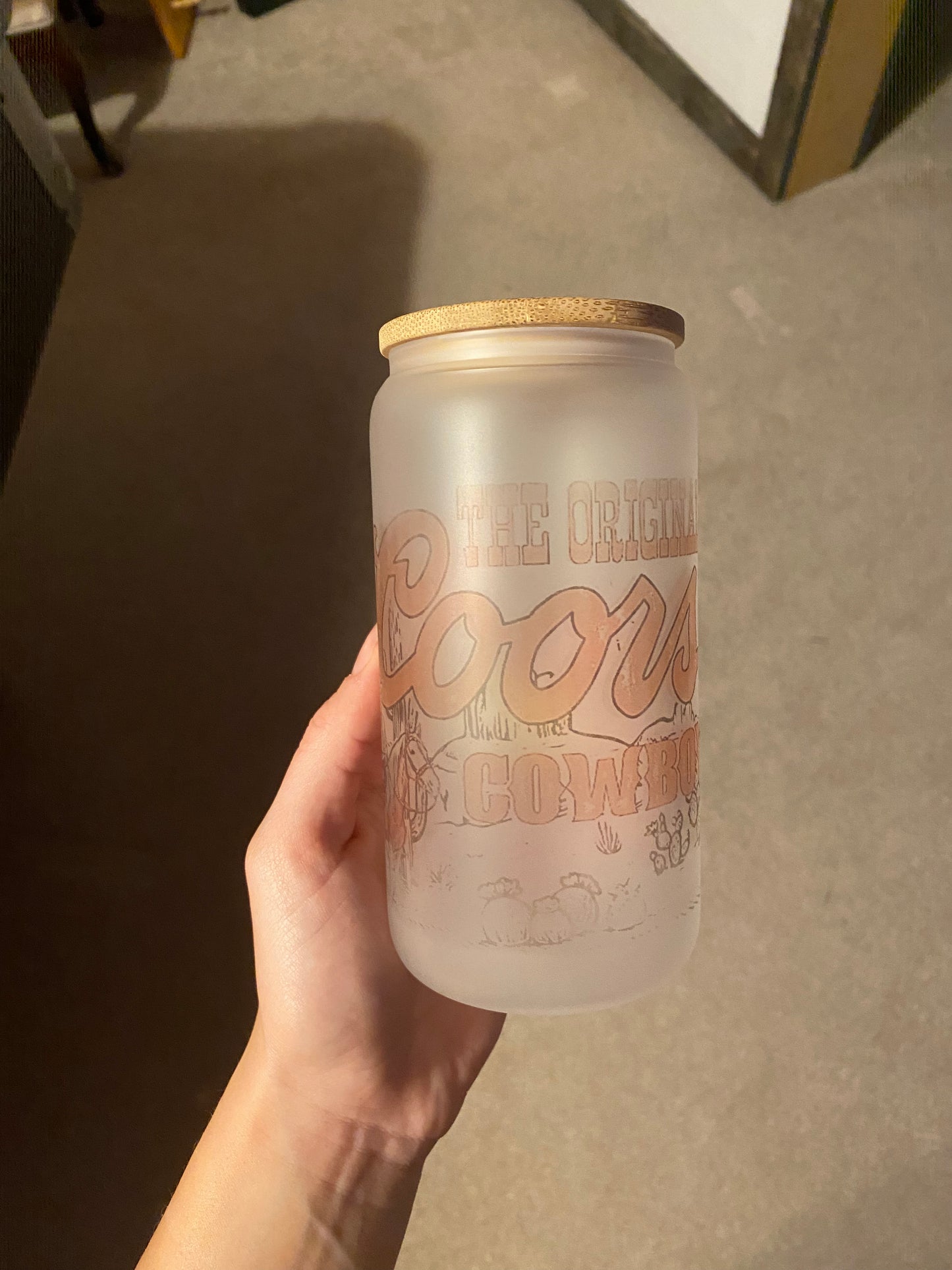 Coors cowboy glass can